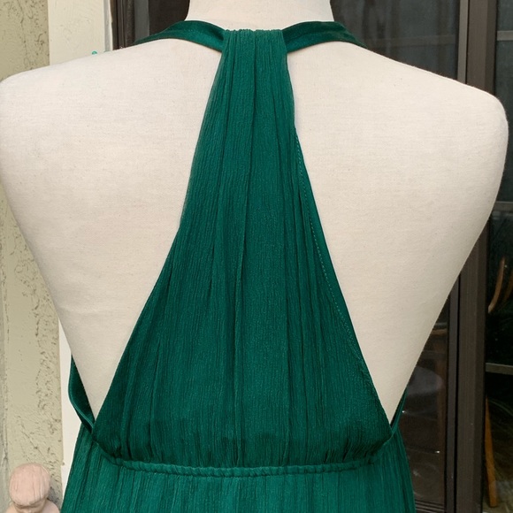 TUFI DUEK Green Silk T-Back Sleeveless Dress 100% Silk Lined - Picture 6 of 8